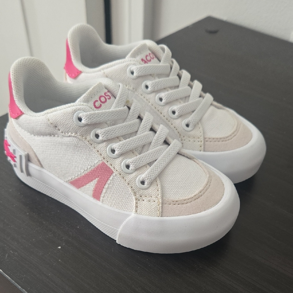 Lacoste L004 Toddler Sneakers in White and Pink